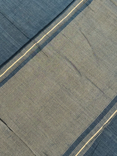 Handwoven Mangalgiri Cotton Saree | Gray | Gold Zari | Handwoven | Ships from California